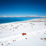 driving alone at the Lake Manasarovar and Mt. Kailash
