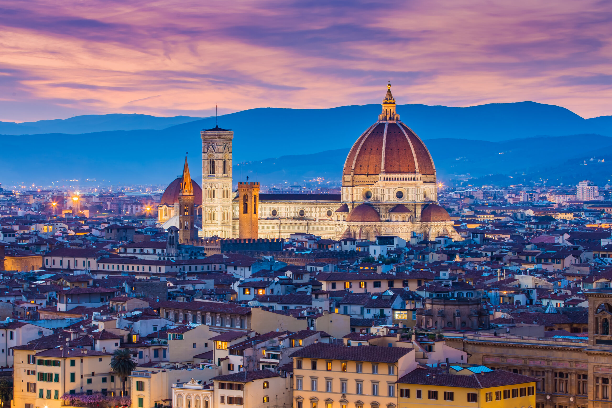 The twilight of Florence in Tuscany, Italy