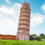 Pisa Cathedral and the Leaning Tower in Pisa, Italy.